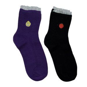Pack of 2 Lemon and Strawberry - Frilly Top Quarter Ankle Socks